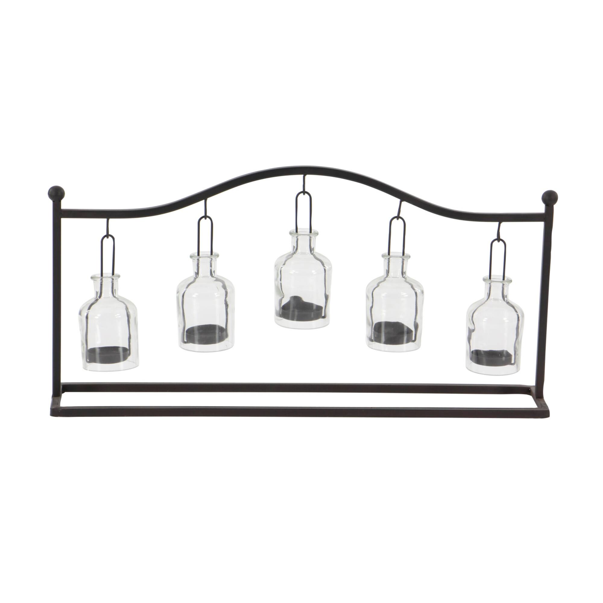 24" Black Iron Farmhouse Candle Holder Lantern